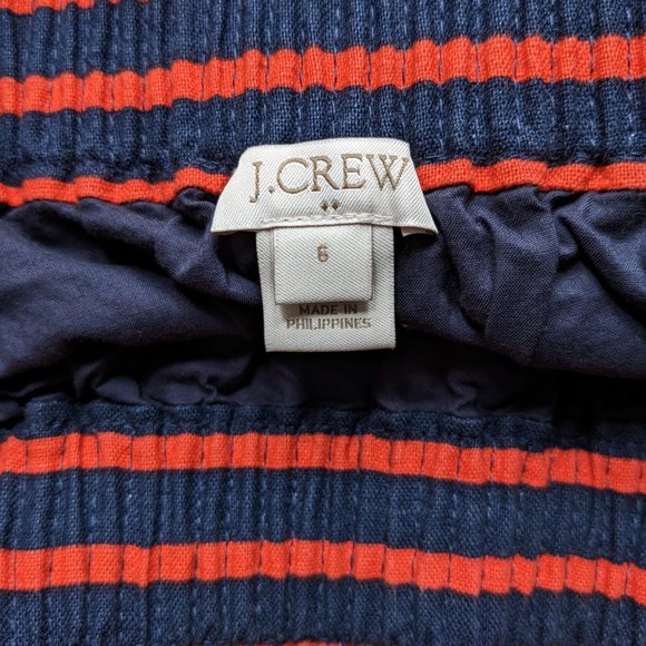 J Crew Cotton  Linen Navy and Orange Striped Skirt - Picture 5 of 10
